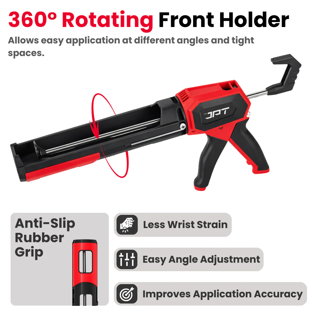 JPT Ultra Heavy-Duty Caulking Gun – 200KG High-Thrust Sealant Applicator with Adjustable Power Control, 360° Rotating Barrel, Anti-Drip & Quick-Release Trigger – Professional Silicone, Adhesive & Sealant Gun - Image 3