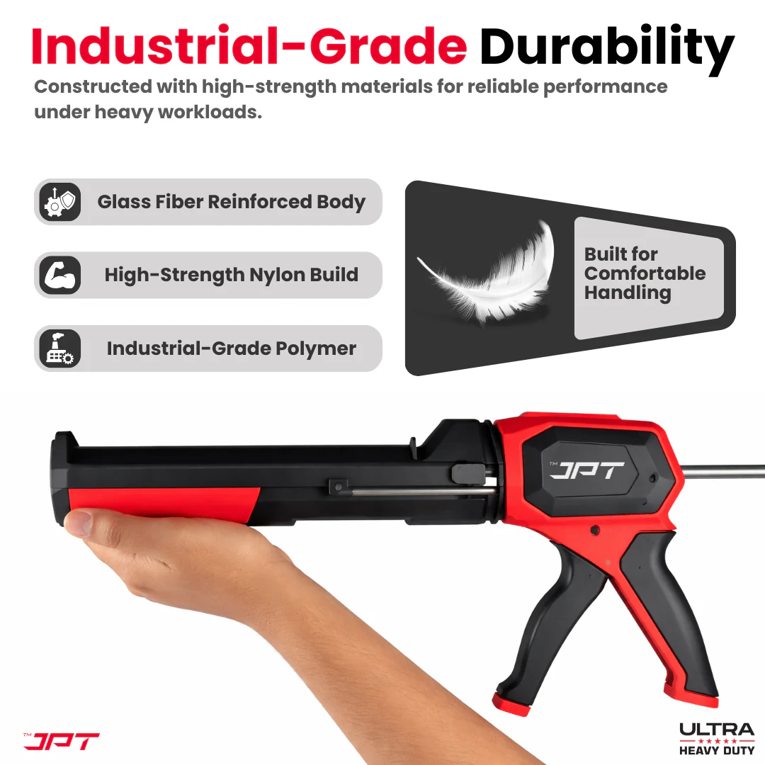 JPT Ultra Heavy-Duty Caulking Gun – 200KG High-Thrust Sealant Applicator with Adjustable Power Control, 360° Rotating Barrel, Anti-Drip & Quick-Release Trigger – Professional Silicone, Adhesive & Sealant Gun - Image 6