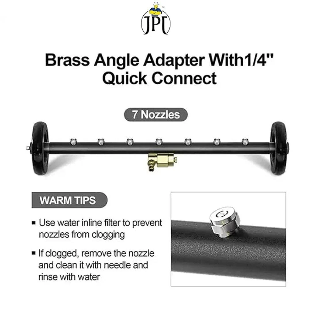 The JPT Dual Function Undercarriage Cleaner with 25" Pressure Washer Water Broom | 4000 PS | 7 Nozzles | 3Pcs Extension Wand | 1/4" Quick Connect - Image 4